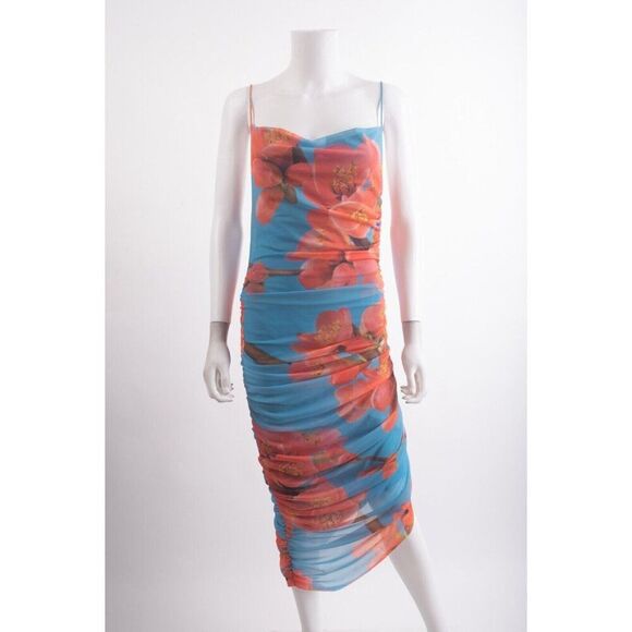 Floral Blue and Orange Dress - Picture 1 of 6